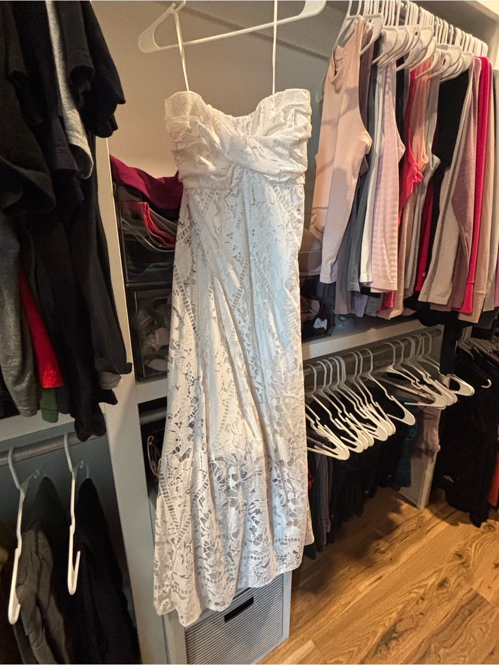 Soma White Strapless Lace Maxi Dress NWOT